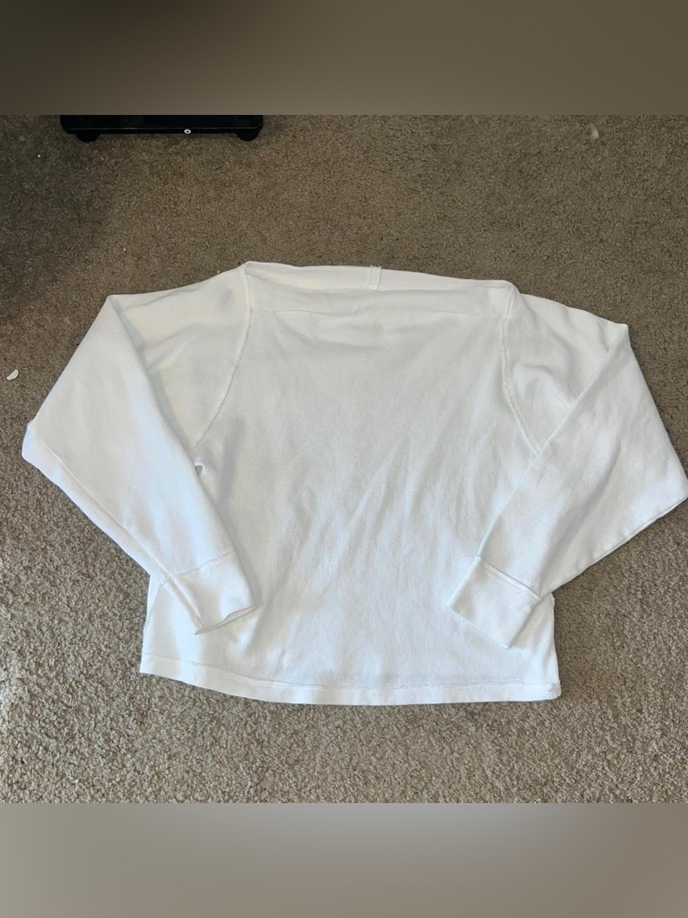 Free People White Long-Sleeve Ribbed Crew Tee